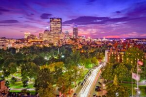 Boston, Massachusetts, cityscape with the State House.