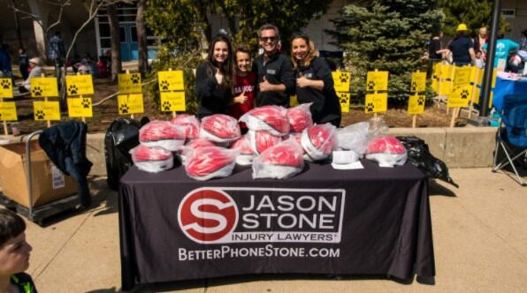 Helmet giveaway by Stone Injury Law