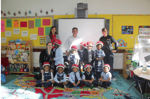 Jason Stone visiting a kindergarten